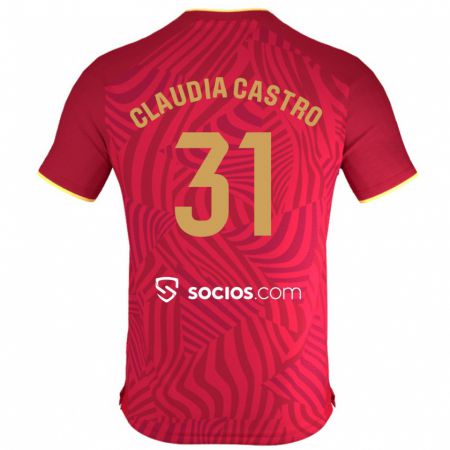 Kandiny Bambino Maglia Claudia Castro Romero #31 Rosso Kit Gara Away 2023/24 Maglietta