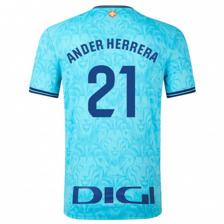 Kandiny Kinderen Ander Herrera #21 Hemelsblauw Uitshirt Uittenue 2023/24 T-Shirt België