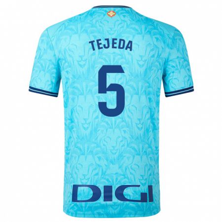 Kandiny Kinderen Diego Tejeda #5 Hemelsblauw Uitshirt Uittenue 2023/24 T-Shirt België