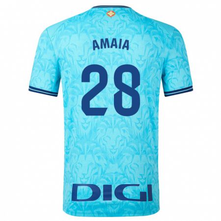 Kandiny Kinder Amaia Martinez De La Peña #28 Himmelblau Auswärtstrikot Trikot 2023/24 T-Shirt Österreich