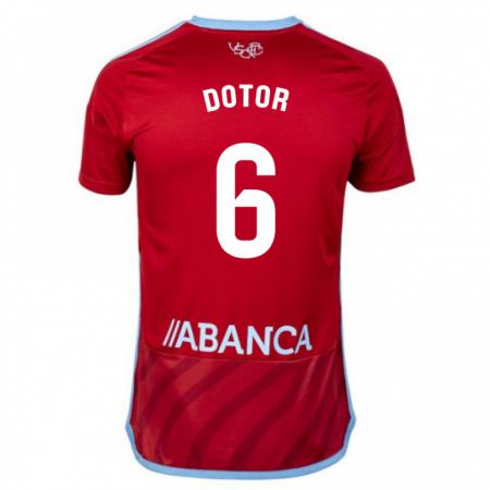 Kandiny Bambino Maglia Carlos Dotor #6 Rosso Kit Gara Away 2023/24 Maglietta