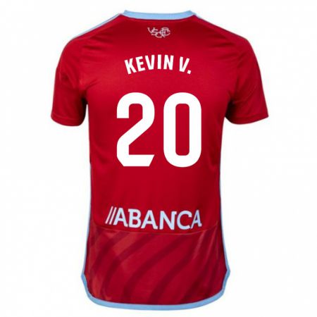 Kandiny Bambino Maglia Kevin Vázquez #20 Rosso Kit Gara Away 2023/24 Maglietta