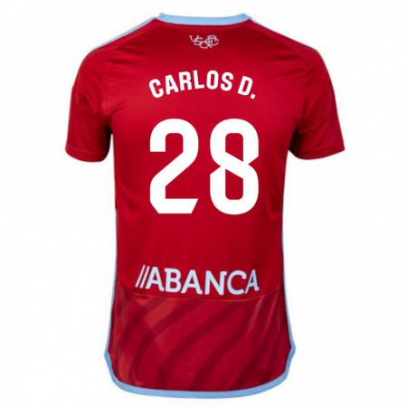 Kandiny Bambino Maglia Carlos Domínguez #28 Rosso Kit Gara Away 2023/24 Maglietta