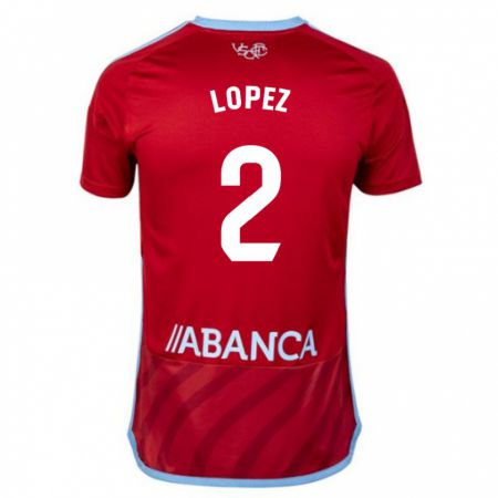 Kandiny Bambino Maglia Iván López #2 Rosso Kit Gara Away 2023/24 Maglietta