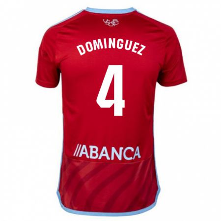 Kandiny Kinder Javi Domínguez #4 Rot Auswärtstrikot Trikot 2023/24 T-Shirt Österreich