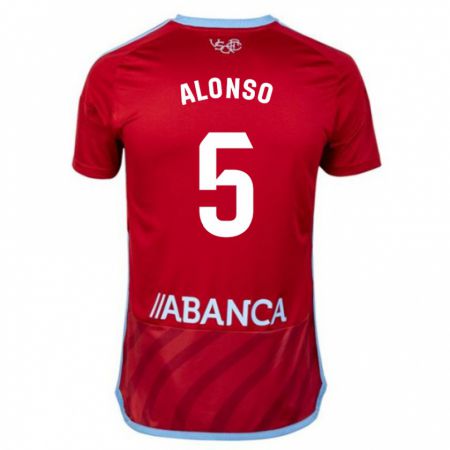 Kandiny Bambino Maglia Gael Alonso #5 Rosso Kit Gara Away 2023/24 Maglietta