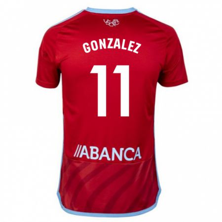 Kandiny Bambino Maglia Alfon González #11 Rosso Kit Gara Away 2023/24 Maglietta