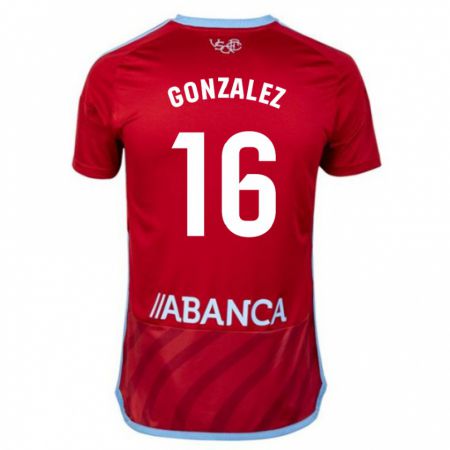 Kandiny Bambino Maglia Dani González #16 Rosso Kit Gara Away 2023/24 Maglietta