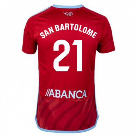 Kandiny Bambino Maglia Víctor San Bartolomé #21 Rosso Kit Gara Away 2023/24 Maglietta