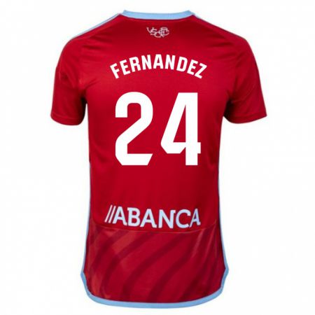 Kandiny Bambino Maglia César Fernández #24 Rosso Kit Gara Away 2023/24 Maglietta