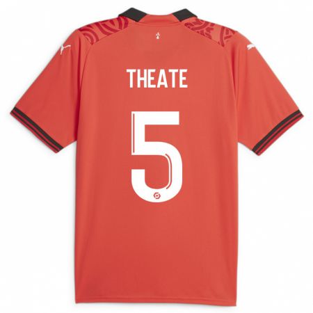 Kandiny Uomo Maglia Arthur Theate #5 Rosso Kit Gara Home 2023/24 Maglietta