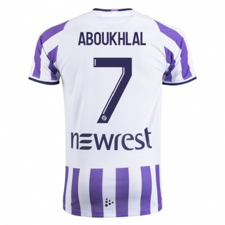 Kandiny Hombre Camiseta Zakaria Aboukhlal #7 Blanco 1ª Equipación 2023/24 La Camisa