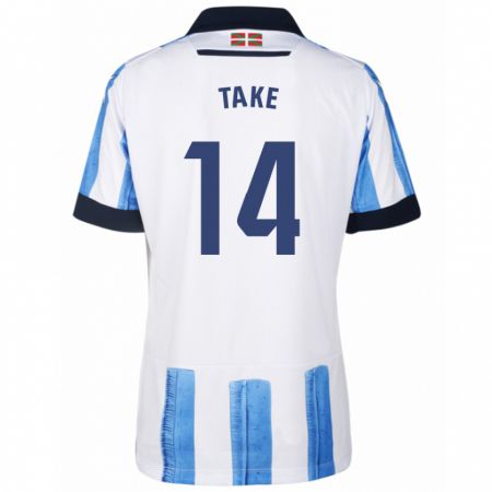 Kandiny Heren Takefusa Kubo #14 Blauw Wit Thuisshirt Thuistenue 2023/24 T-Shirt België