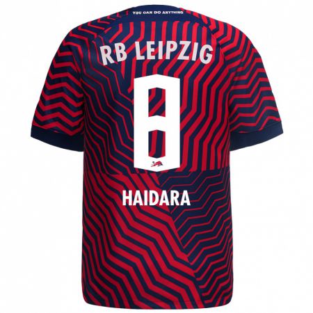 Kandiny Herren Amadou Haidara #8 Blau Rot Auswärtstrikot Trikot 2023/24 T-Shirt Österreich