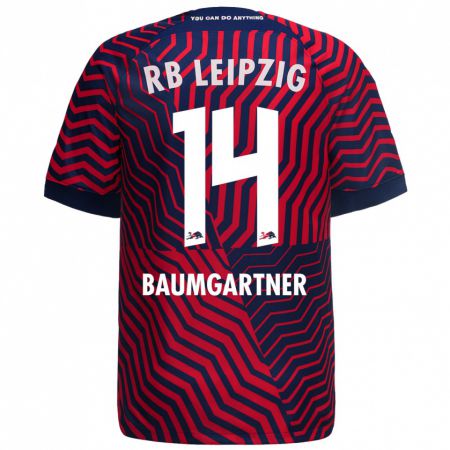 Kandiny Uomo Maglia Christoph Baumgartner #14 Blu Rosso Kit Gara Away 2023/24 Maglietta