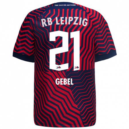 Kandiny Uomo Maglia Viggo Gebel #21 Blu Rosso Kit Gara Away 2023/24 Maglietta