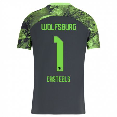 Kandiny Herren Koen Casteels #1 Dunkelgrau Auswärtstrikot Trikot 2023/24 T-Shirt Österreich