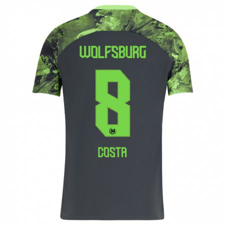 Kandiny Uomo Maglia Jesse Costa #8 Grigio Scuro Kit Gara Away 2023/24 Maglietta