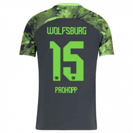 Kandiny Uomo Maglia Oskar Prokopp #15 Grigio Scuro Kit Gara Away 2023/24 Maglietta