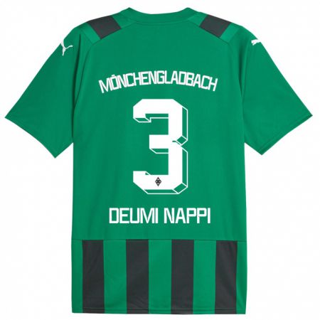 Kandiny Uomo Maglia Dimitrie Deumi Nappi #3 Nero Verde Kit Gara Away 2023/24 Maglietta