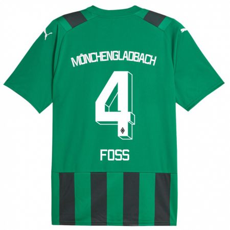 Kandiny Uomo Maglia Jonathan Foss #4 Nero Verde Kit Gara Away 2023/24 Maglietta