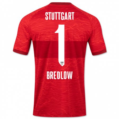 Kandiny Uomo Maglia Fabian Bredlow #1 Rosso Kit Gara Away 2023/24 Maglietta