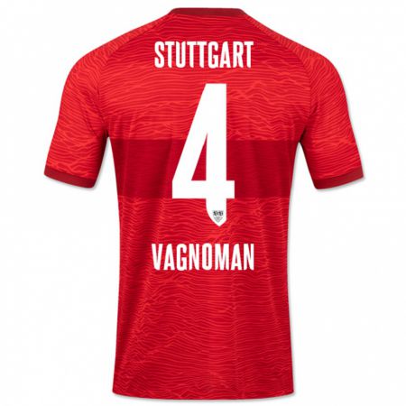 Kandiny Uomo Maglia Josha Vagnoman #4 Rosso Kit Gara Away 2023/24 Maglietta