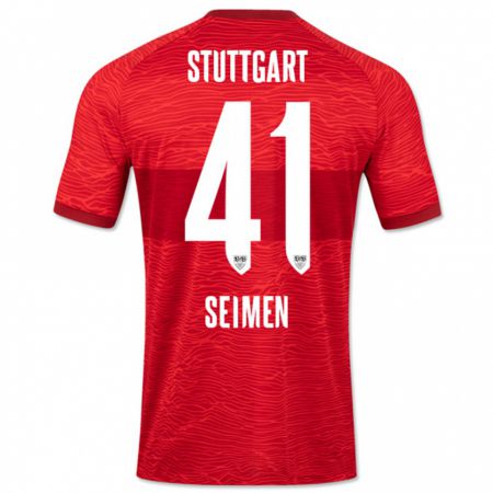 Kandiny Uomo Maglia Dennis Seimen #41 Rosso Kit Gara Away 2023/24 Maglietta