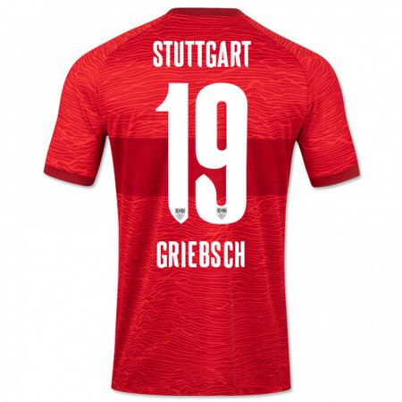 Kandiny Uomo Maglia Lukas Griebsch #19 Rosso Kit Gara Away 2023/24 Maglietta