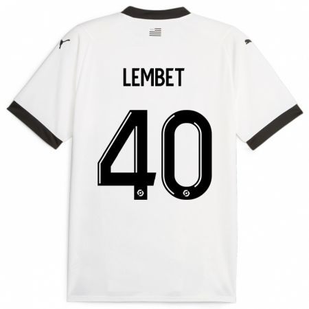 Kandiny Uomo Maglia Geoffrey Lembet #40 Bianco Kit Gara Away 2023/24 Maglietta