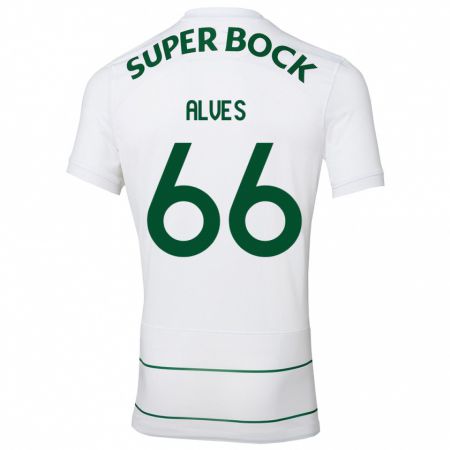 Kandiny Hombre Camiseta Miguel Alves #66 Blanco 2ª Equipación 2023/24 La Camisa