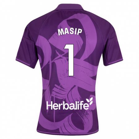 Kandiny Uomo Maglia Jordi Masip #1 Viola Kit Gara Away 2023/24 Maglietta