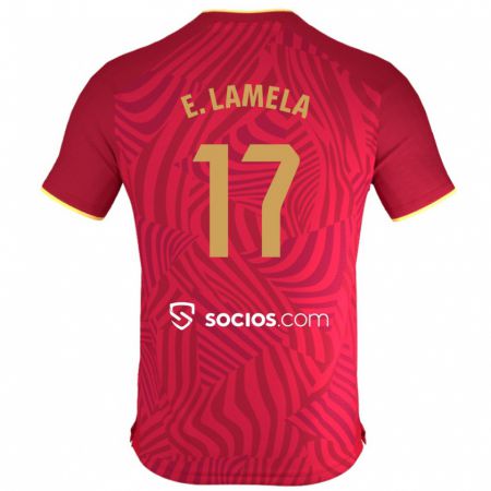 Kandiny Uomo Maglia Erik Lamela #17 Rosso Kit Gara Away 2023/24 Maglietta