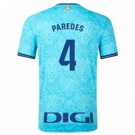 Kandiny Uomo Maglia Aitor Paredes #4 Cielo Blu Kit Gara Away 2023/24 Maglietta