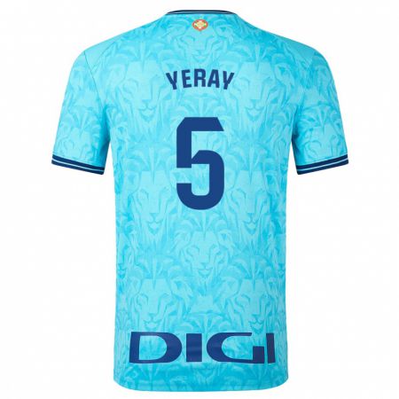 Kandiny Uomo Maglia Yeray Álvarez #5 Cielo Blu Kit Gara Away 2023/24 Maglietta