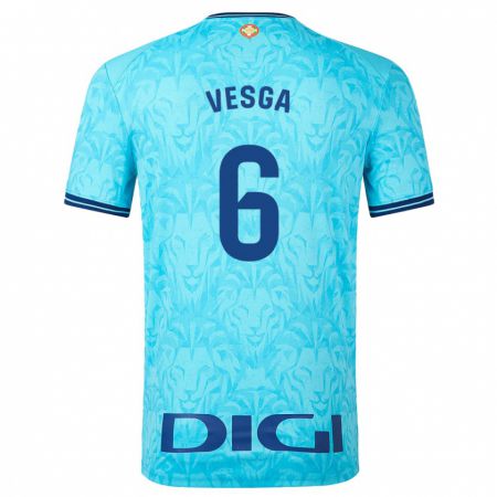 Kandiny Uomo Maglia Mikel Vesga #6 Cielo Blu Kit Gara Away 2023/24 Maglietta