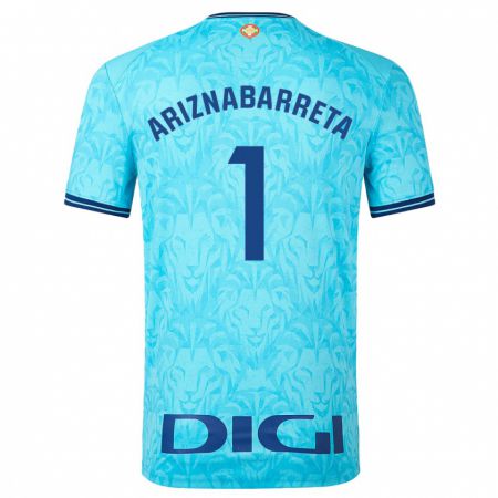 Kandiny Uomo Maglia Oier Ariznabarreta #1 Cielo Blu Kit Gara Away 2023/24 Maglietta