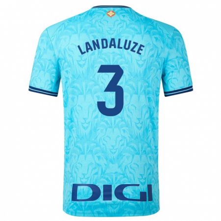 Kandiny Uomo Maglia Naia Landaluze Marquínez #3 Cielo Blu Kit Gara Away 2023/24 Maglietta