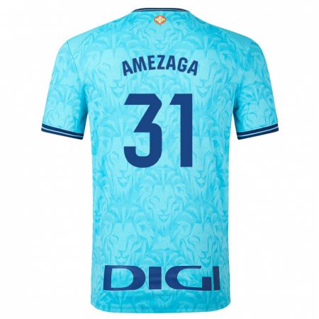 Kandiny Hombre Camiseta Jone Amezaga #31 Cielo Azul 2ª Equipación 2023/24 La Camisa México