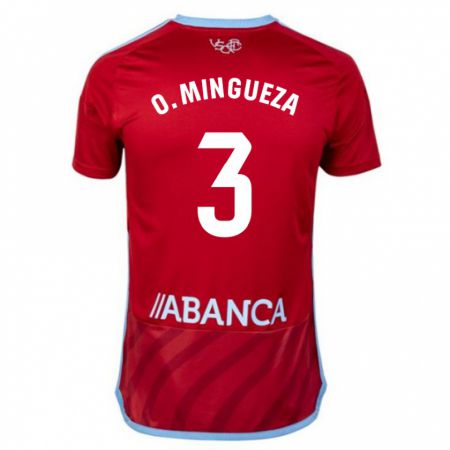 Kandiny Uomo Maglia Óscar Mingueza #3 Rosso Kit Gara Away 2023/24 Maglietta