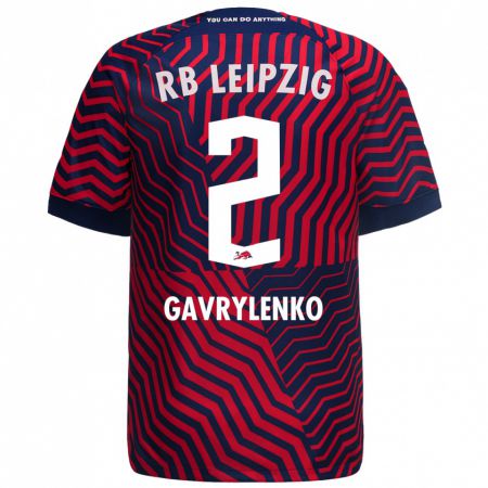 Kandiny Dames Oleksandr Gavrylenko #2 Blauw Rood Uitshirt Uittenue 2023/24 T-Shirt België