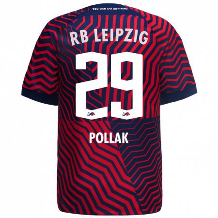 Kandiny Mujer Camiseta Julia Pollak #29 Azul Rojo 2ª Equipación 2023/24 La Camisa