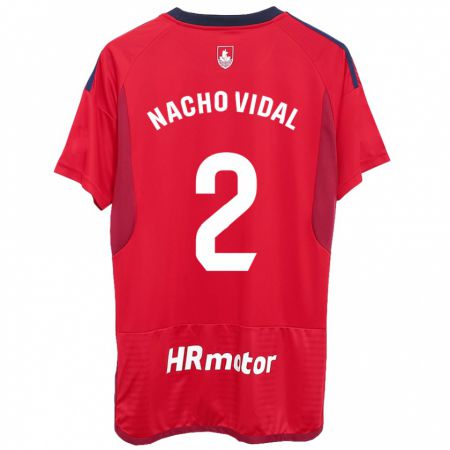 Kandiny Kinderen Nacho Vidal #2 Rood Thuisshirt Thuistenue 2023/24 T-Shirt België