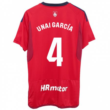 Kandiny Bambino Maglia Unai García #4 Rosso Kit Gara Home 2023/24 Maglietta