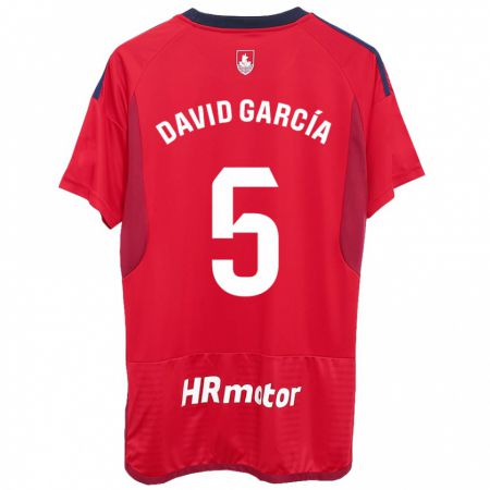 Kandiny Bambino Maglia David García #5 Rosso Kit Gara Home 2023/24 Maglietta