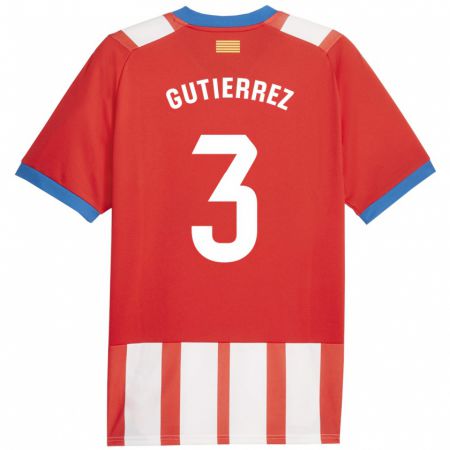 Kandiny Niño Camiseta Miguel Gutiérrez #3 Rojo Blanco 1ª Equipación 2023/24 La Camisa