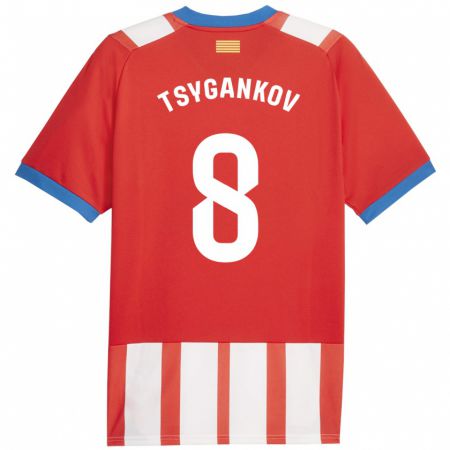 Kandiny Niño Camiseta Viktor Tsygankov #8 Rojo Blanco 1ª Equipación 2023/24 La Camisa