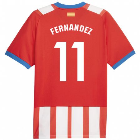 Kandiny Niño Camiseta Valery Fernández #11 Rojo Blanco 1ª Equipación 2023/24 La Camisa