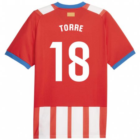 Kandiny Niño Camiseta Pablo Torre #18 Rojo Blanco 1ª Equipación 2023/24 La Camisa