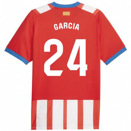 Kandiny Niño Camiseta Borja García #24 Rojo Blanco 1ª Equipación 2023/24 La Camisa